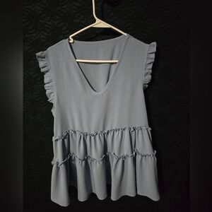 Shein Blue Ruffled Top